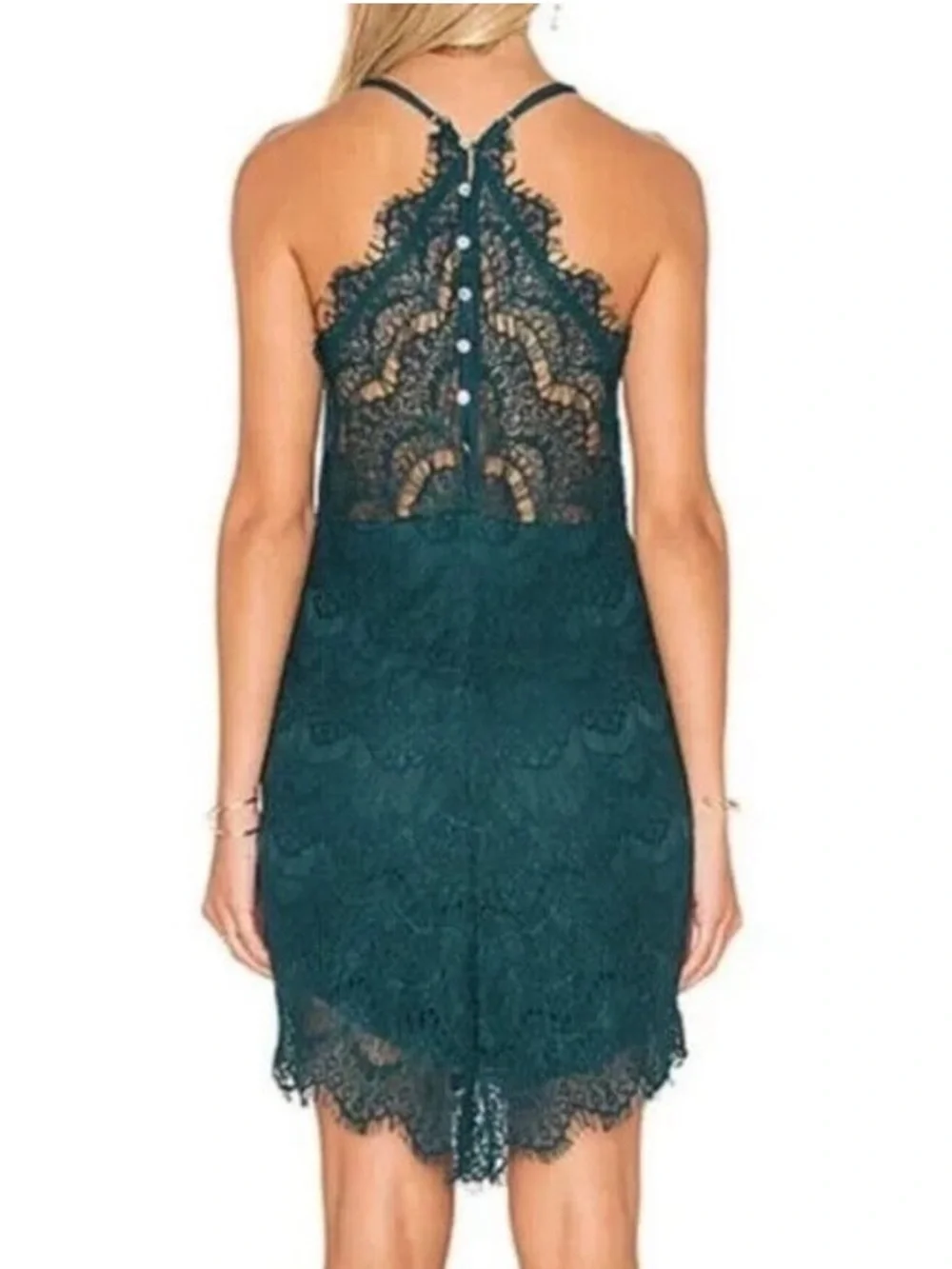 Free People Lace Mini Dress Teal